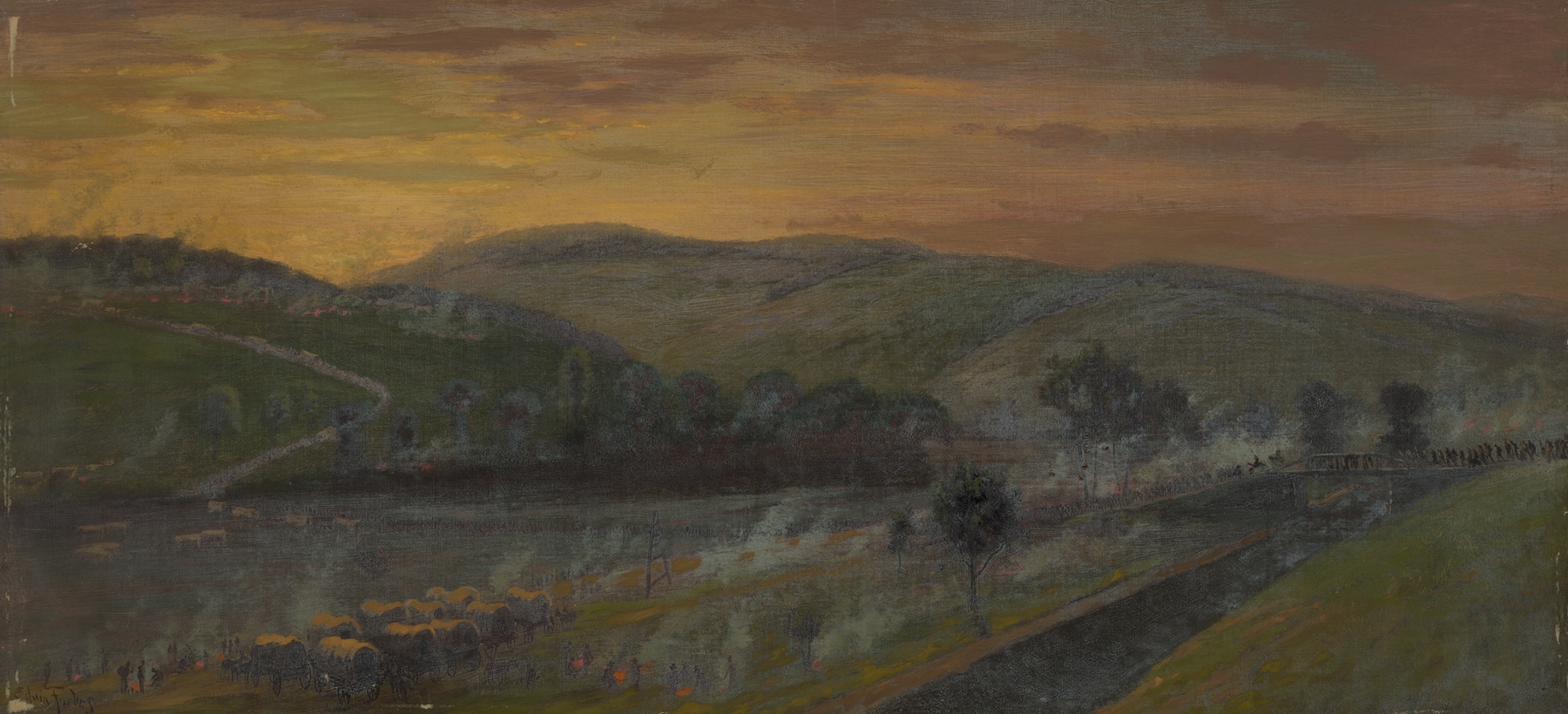 Escape of the Army of Virginia, commanded by General Lee, over the Potomac River near Williamsport, by Edwin Forbes, public domain
