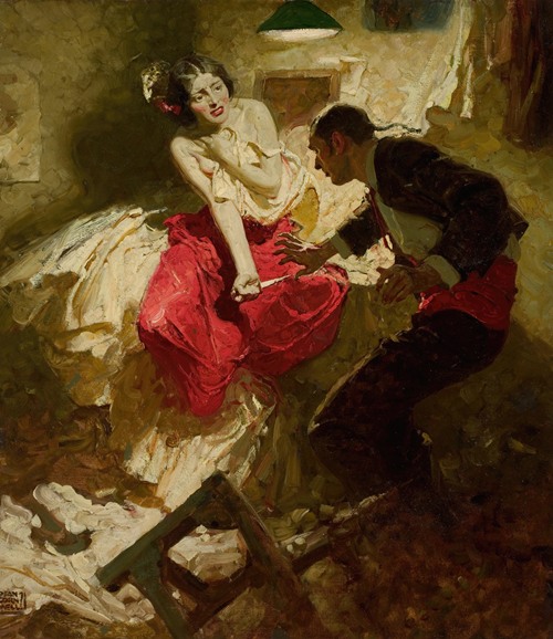 A striking portrait featuring a woman in a red shawl.