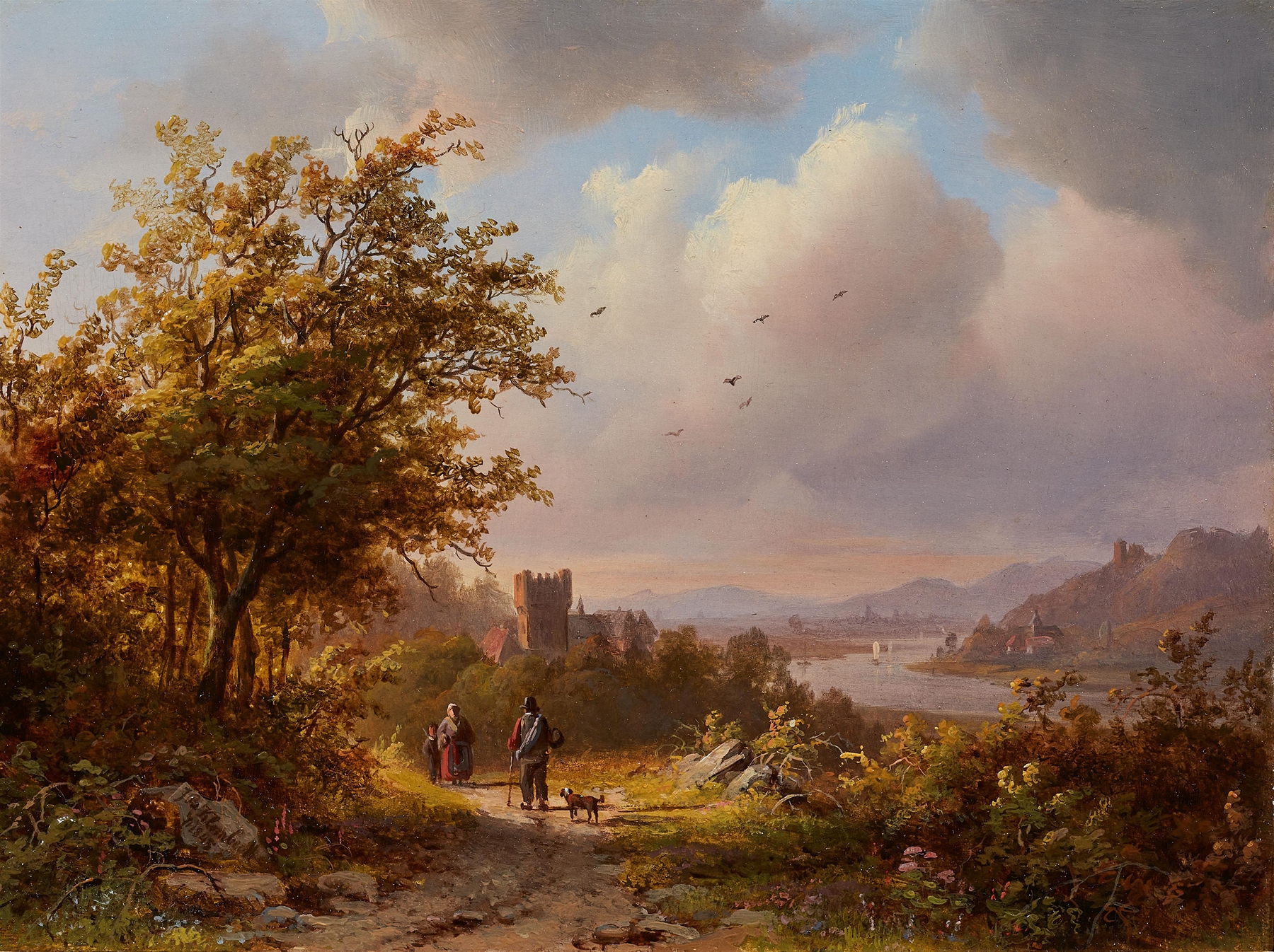 Landscape of the Rhine Valley, oil on canvas by Johann Bernhard Klombeck
