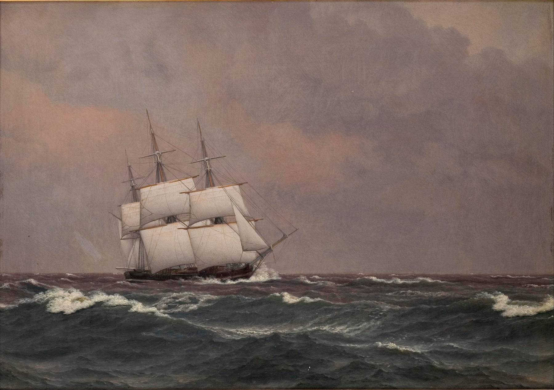 The corvette Najaden in rough seas, by Christoffer Wilhelm Eckersberg, public domain