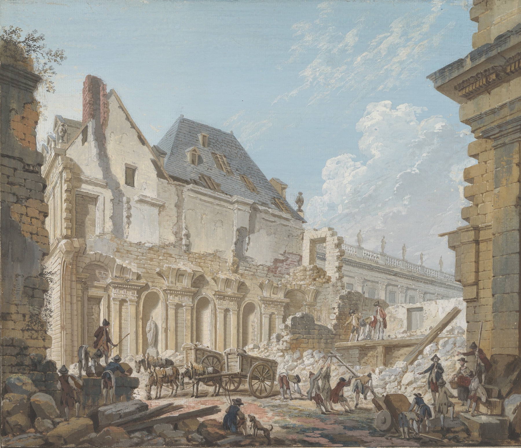 Demolition of the Old Vestibule of the Palais-Royal, oil on canvas by Pierre-Antoine Demachy