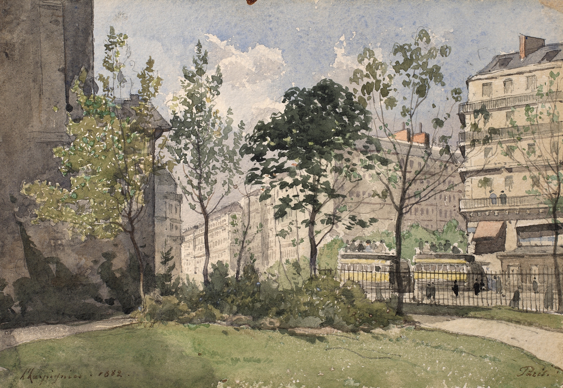View of the forecourt of the Saint-Germain-des-Prés church, by Henri-Joseph Harpignies, public domain