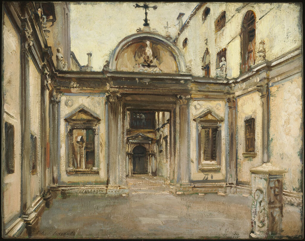 Courtyard of the Scuola Grande di San Giovanni Evangelista, Venice, Italy., by John Singer Sargent, public domain