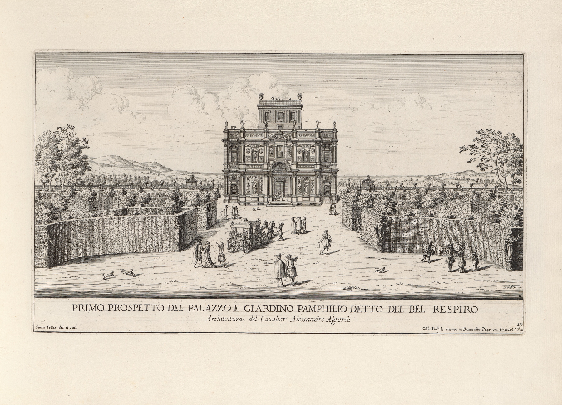 Li giardini di Roma: con le loro piante, alzate e vedvte in prospettiva Pl.18, by Giovanni Battista Falda, public domain