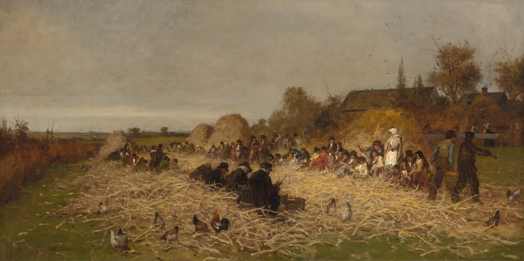 Husking Bee, Island of Nantucket, by Eastman Johnson, public domain