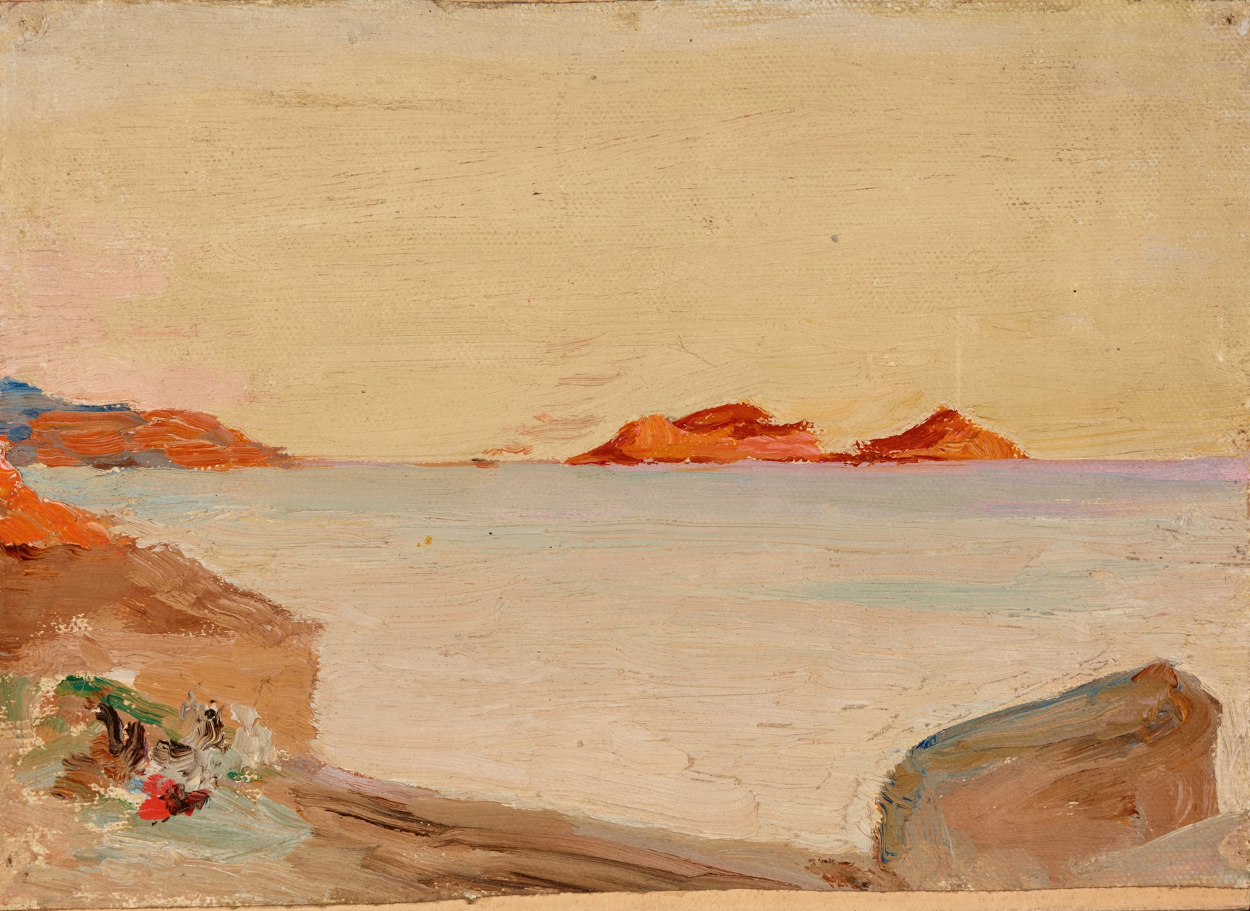 Landscape with ancient architecture and soft pastels by Jan Ciągliński
