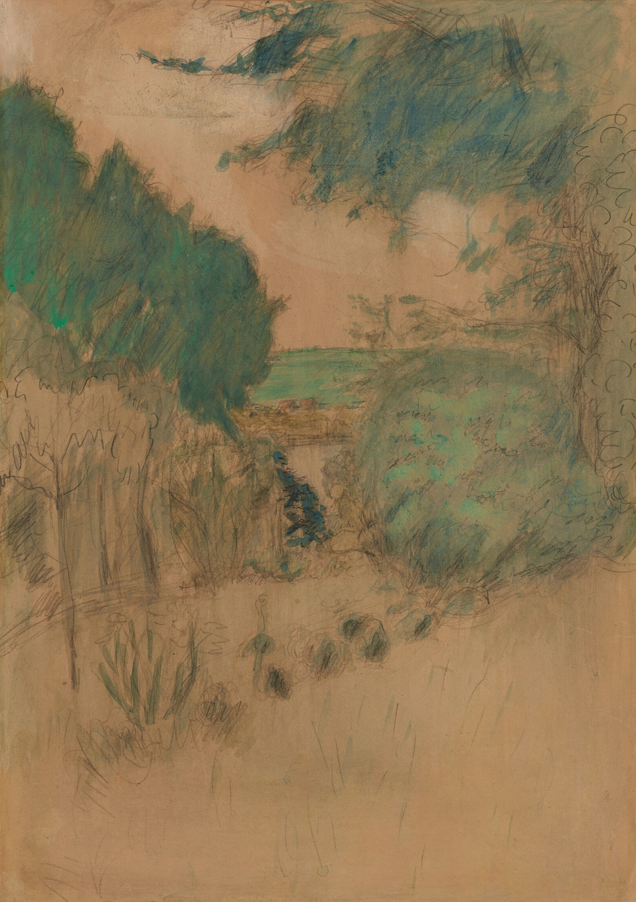 Vue de Vernon, oil painting by Pierre Bonnard, depicting a river and village under sunlight.