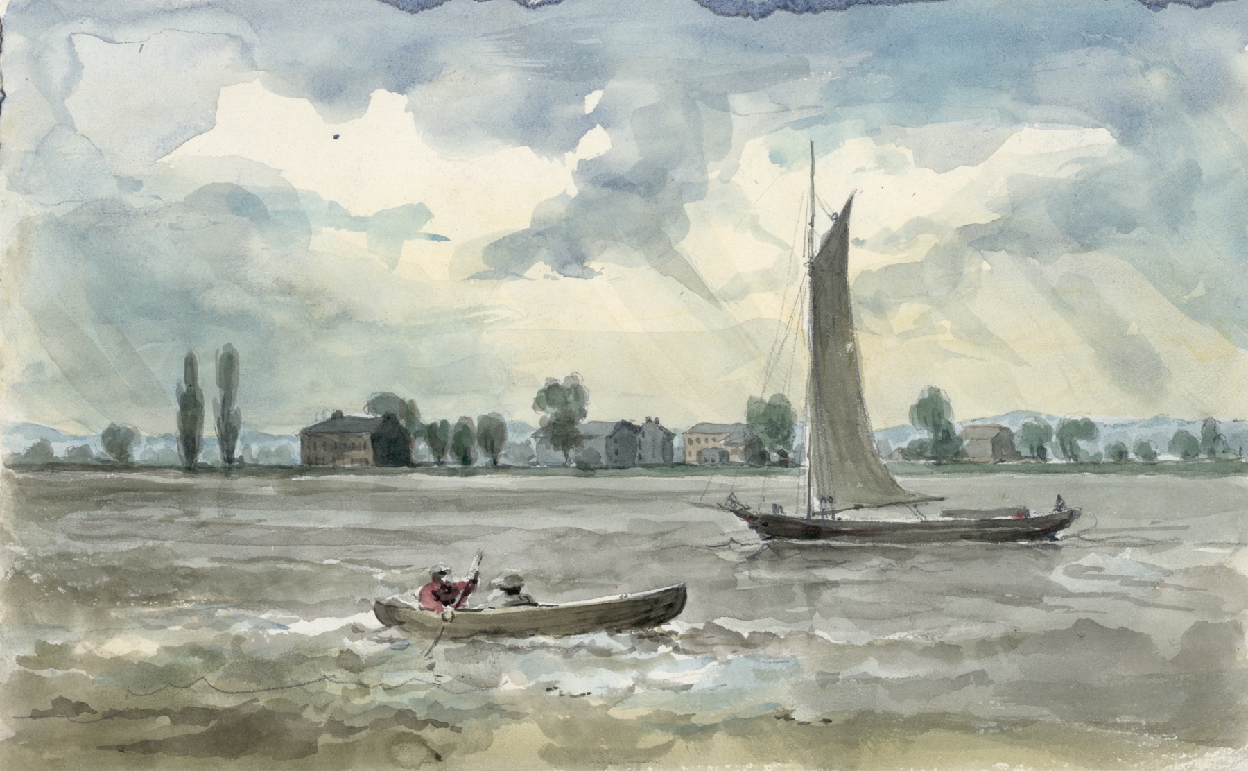 Old Quarantine Station, mouth of the Schuykill, by James Fuller Queen, public domain