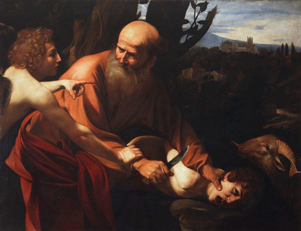 Caravaggio's 'Sacrifice of Isaac' depicts a dramatic biblical scene with intense emotions.