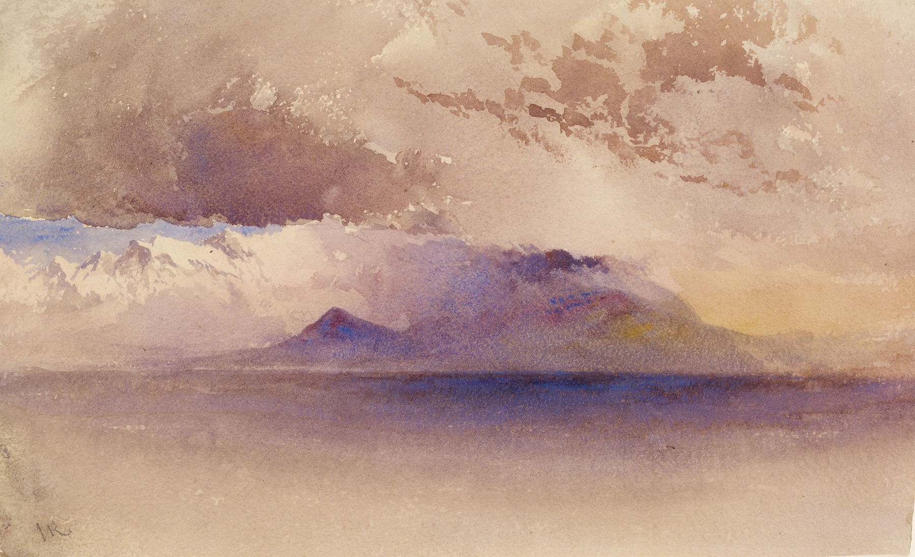 View of the Bay of Naples and Vesuvius, watercolor on paper by John Ruskin