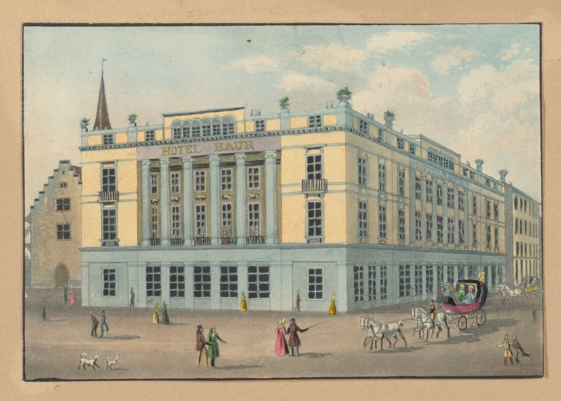Interior scene of Hôtel Baur with a figure in soft light, oil on canvas by Franz Schmid