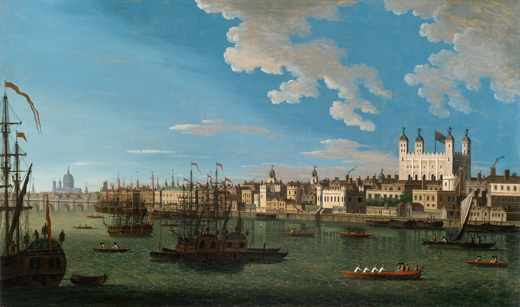 The Thames at the Tower of London, oil painting by Joseph Nickolls