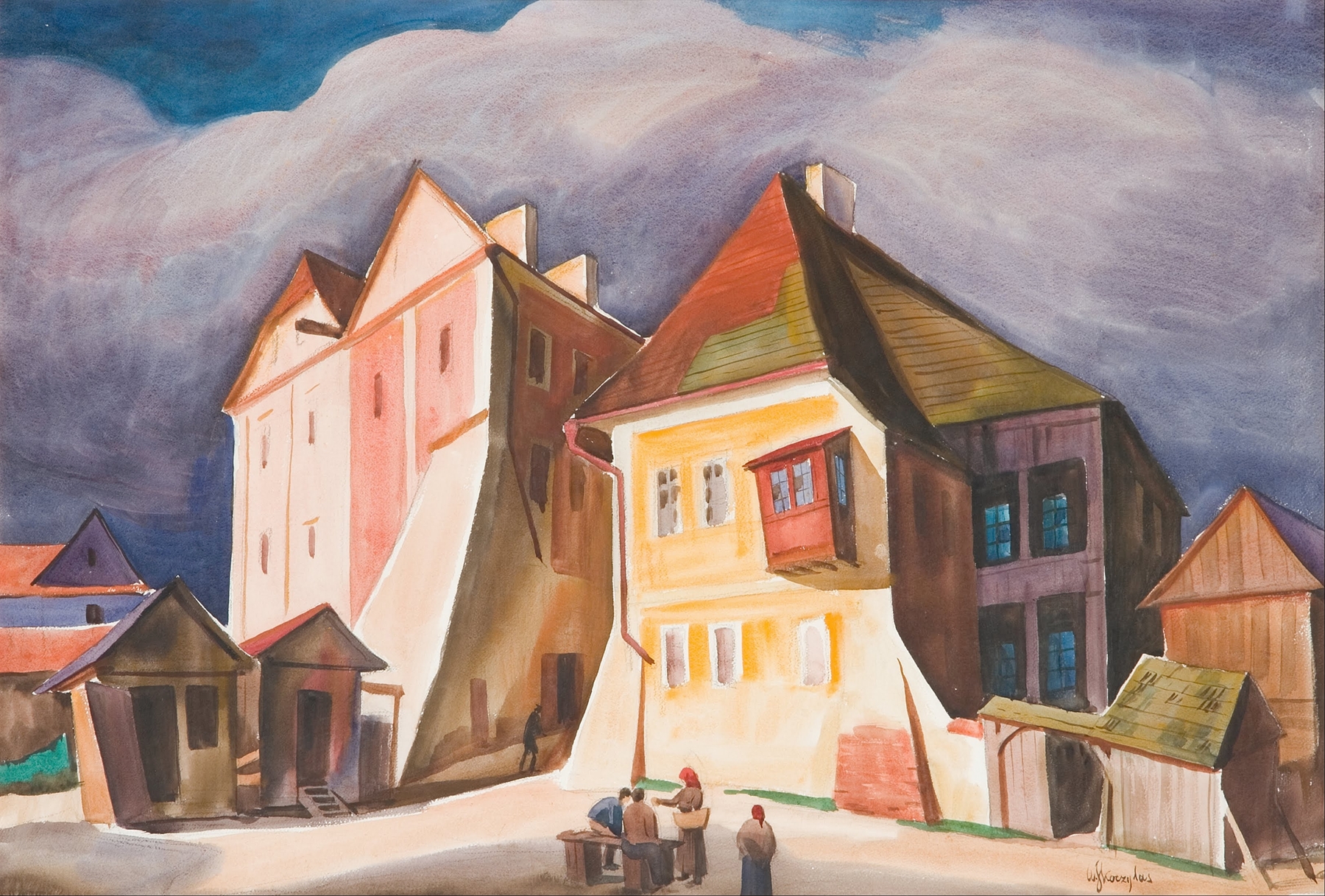 Landscape of Kazimierz nad Wisłą by Władysław Skoczylas, oil on canvas