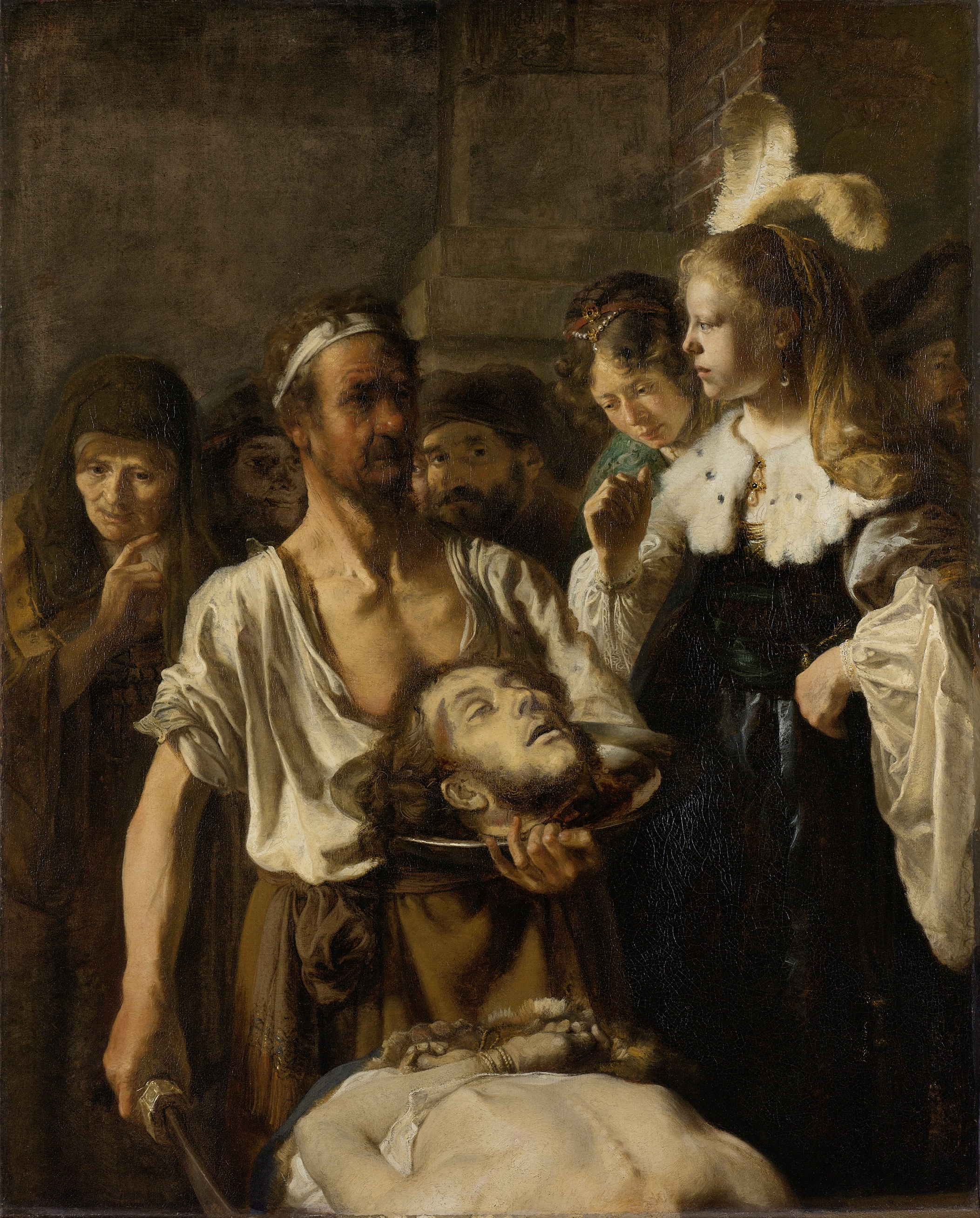 Salome ontvangt het hoofd van Johannes de Doper, by Rembrandt van Rijn, public domain