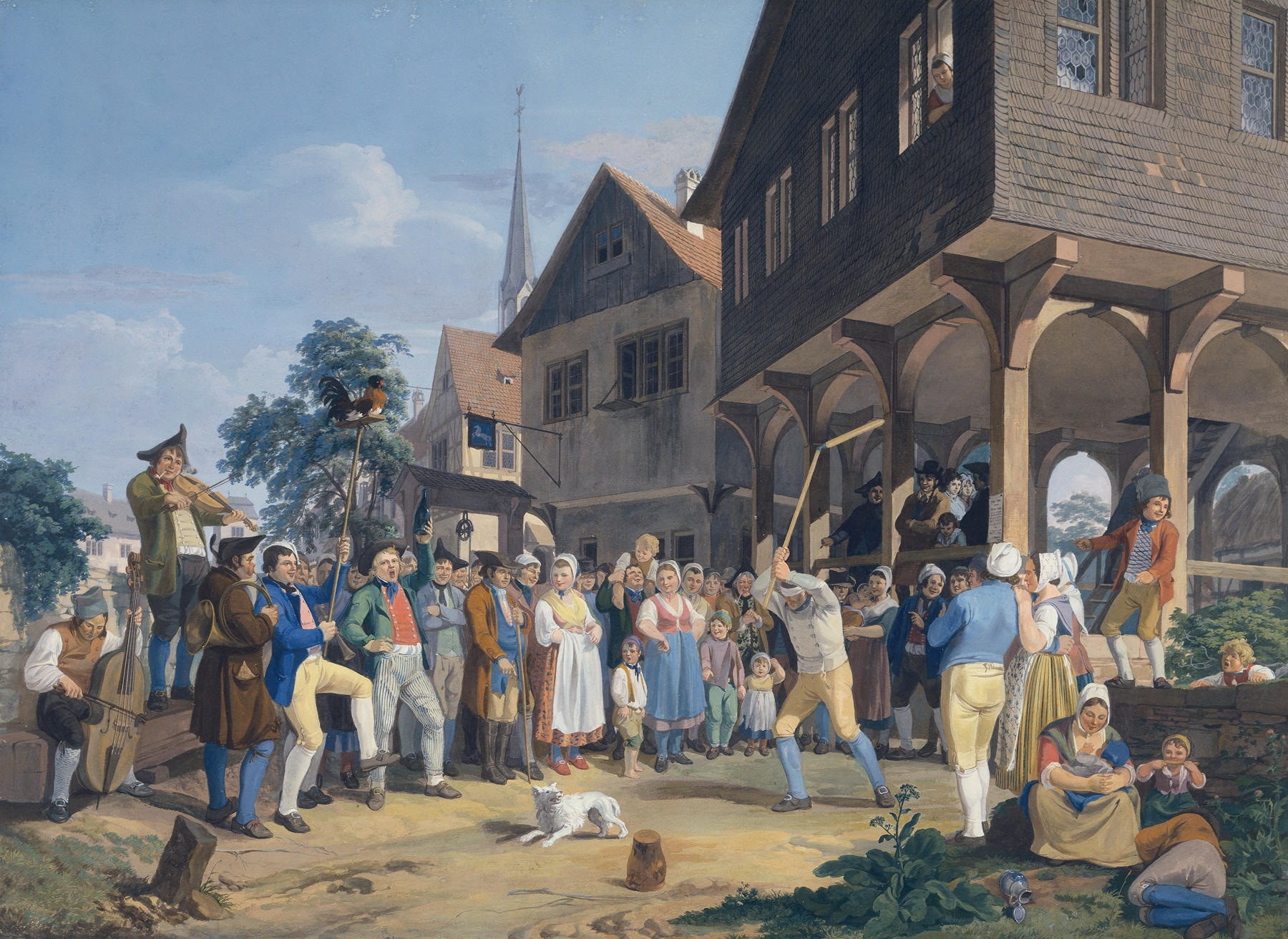 Hahnenschlag in der Umgebung von Frankfurt am Main, by Anton Radl, public domain