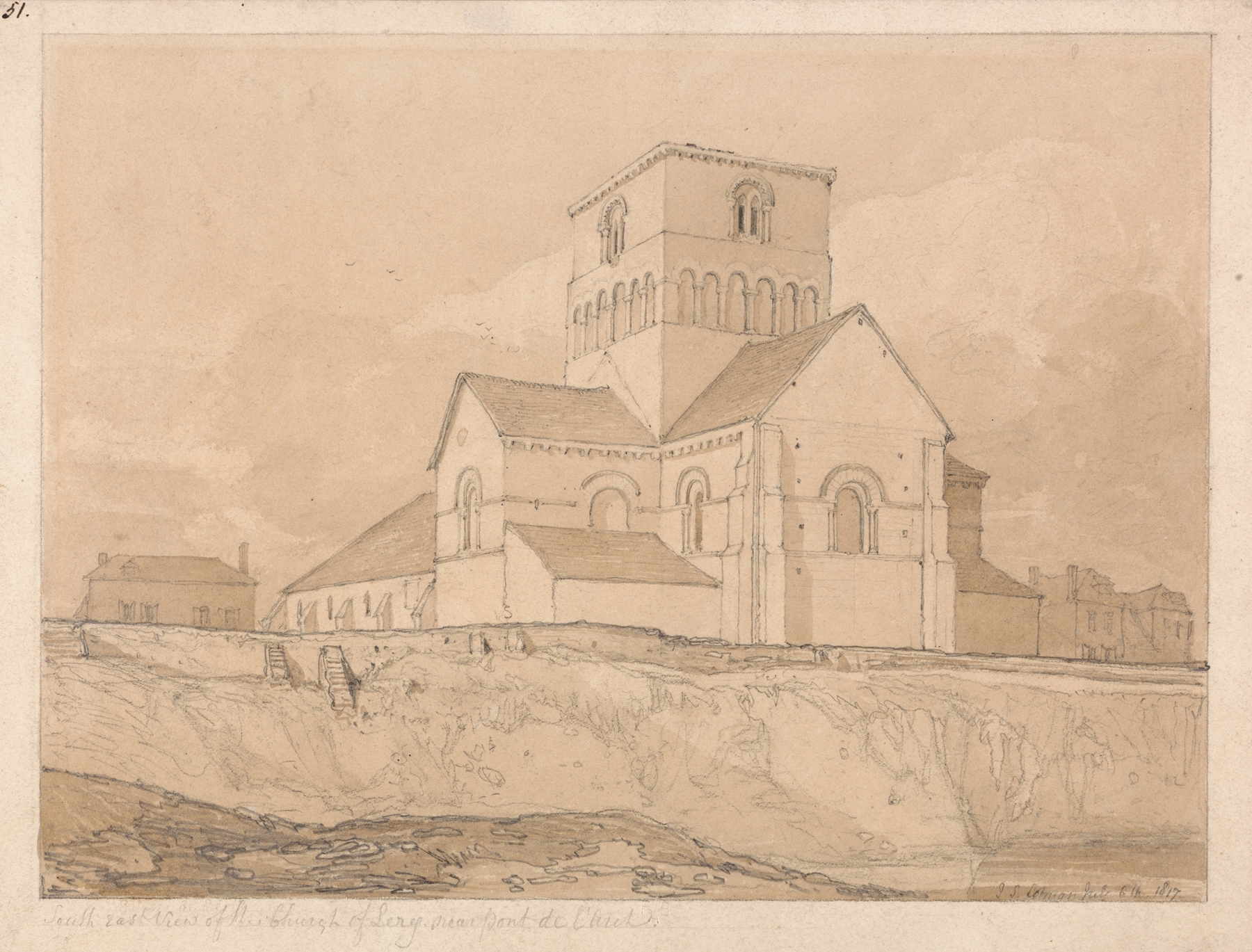 South-East view of the Church of Lery, oil painting by John Sell Cotman