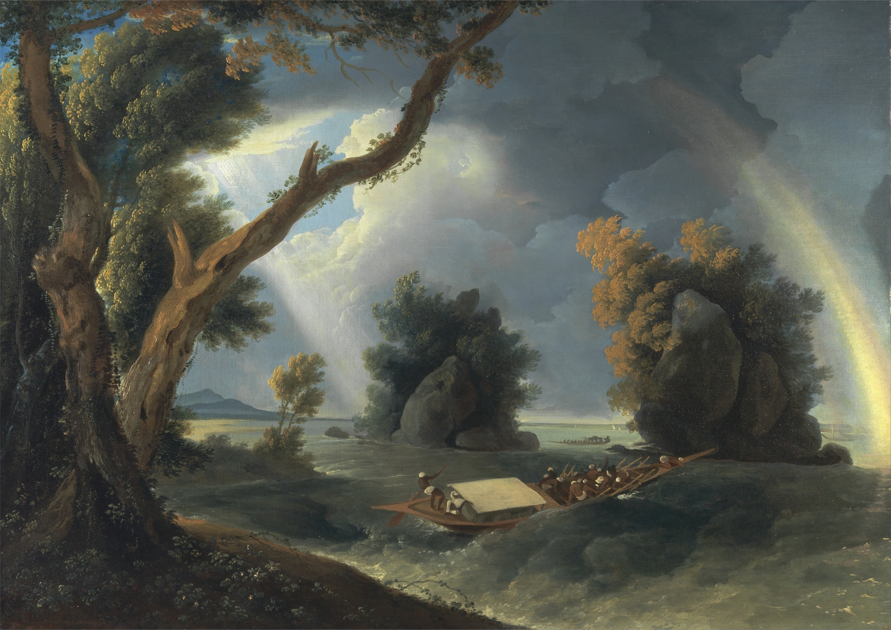 Storm on the Ganges, oil on canvas by William Hodges, featuring turbulent waters and Mrs. Hastings.