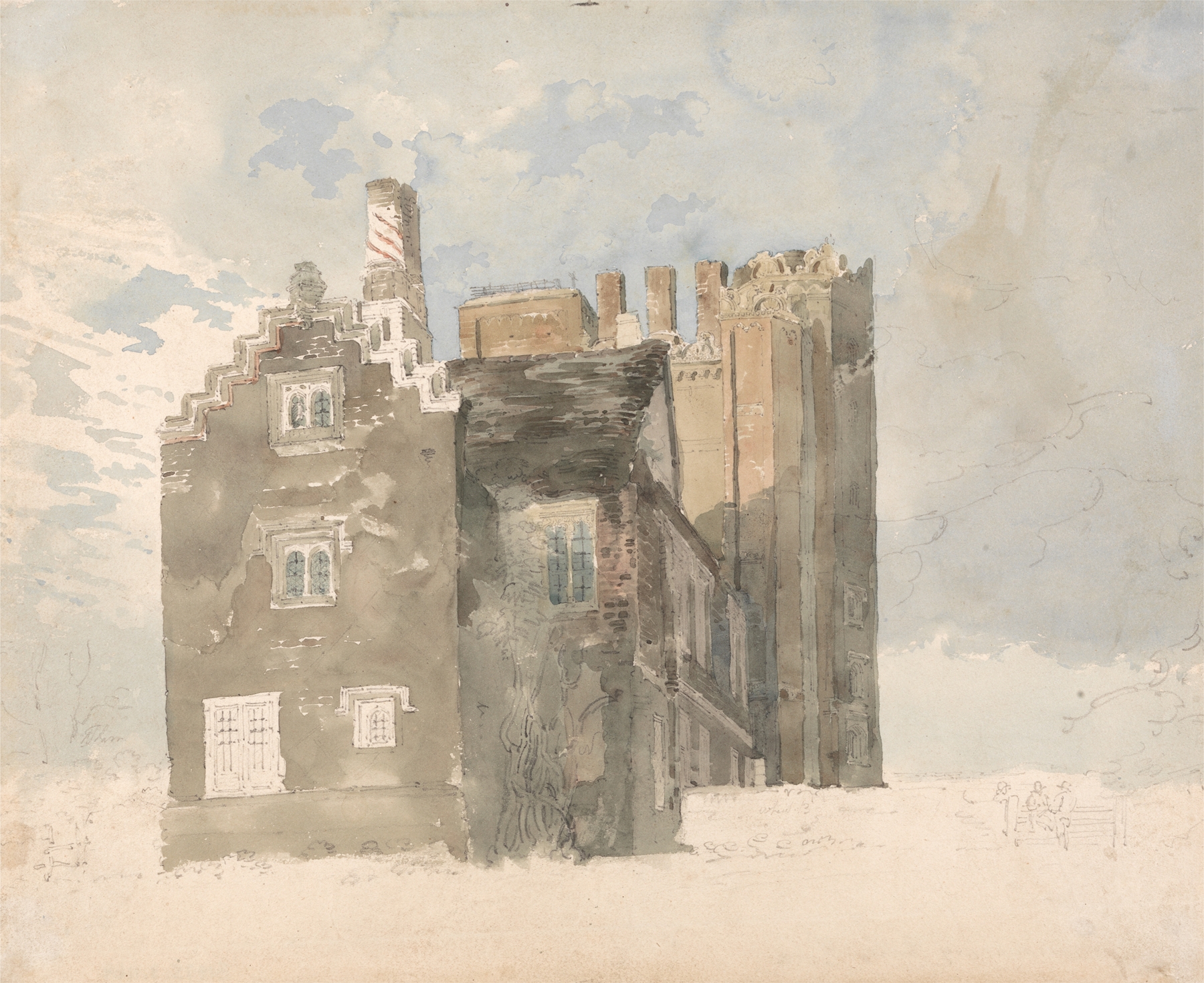 Layer Marney Hall, Essex, by Thomas Girtin, public domain