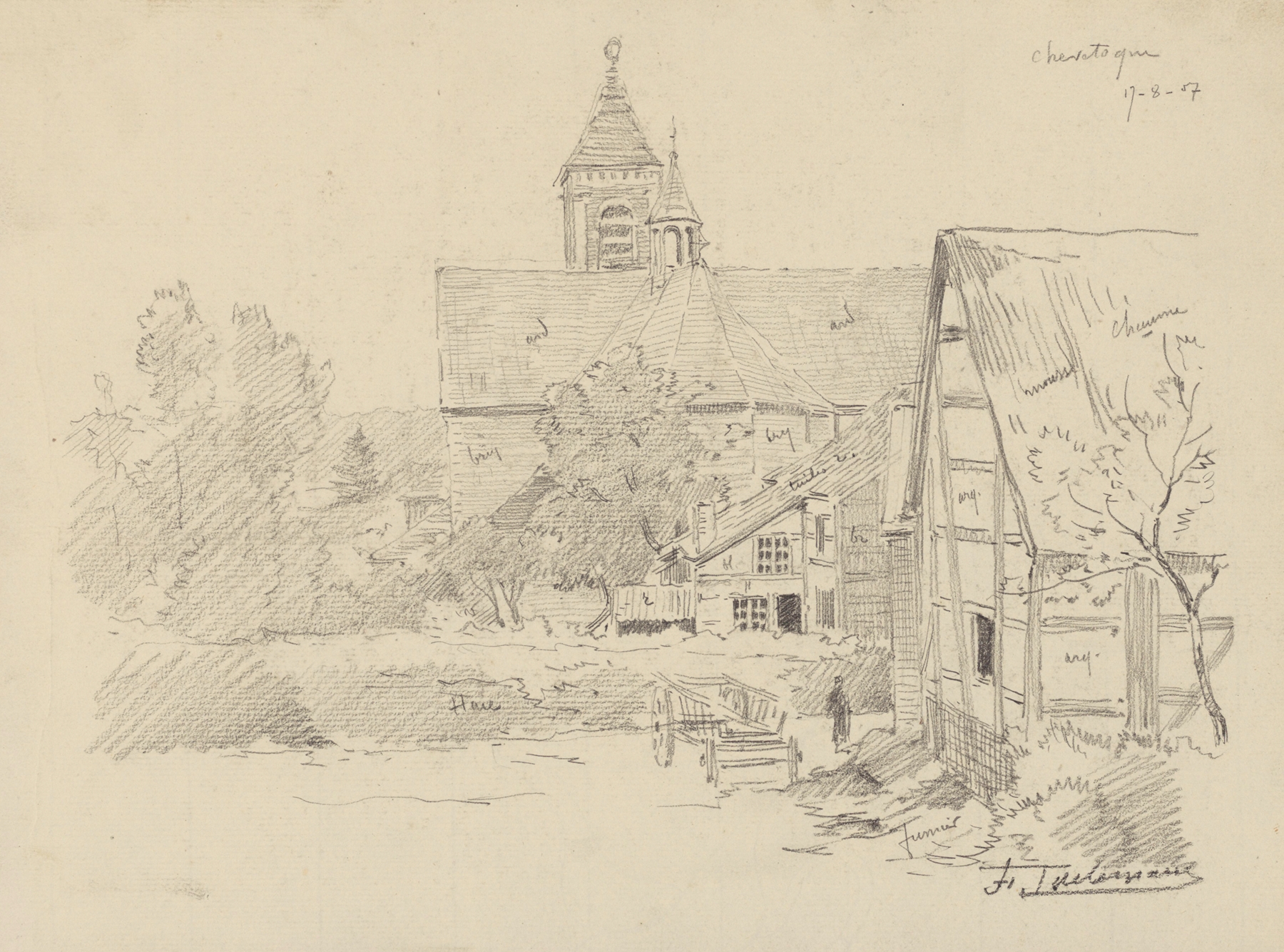Eglise et village de Chevetogne, oil on canvas by Jean-François Taelemans