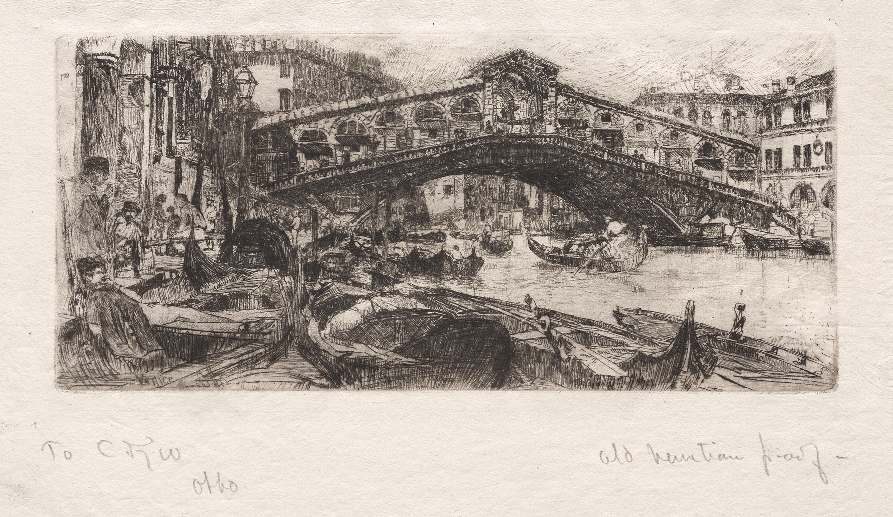 The Rialto, Venice by Otto Henry Bacher, watercolor on paper showing the iconic bridge and canal.