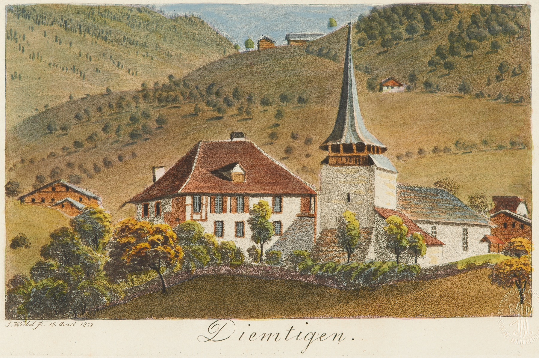 Landscape depicting valleys and sky in soft colors by Jakob Samuel Weibel