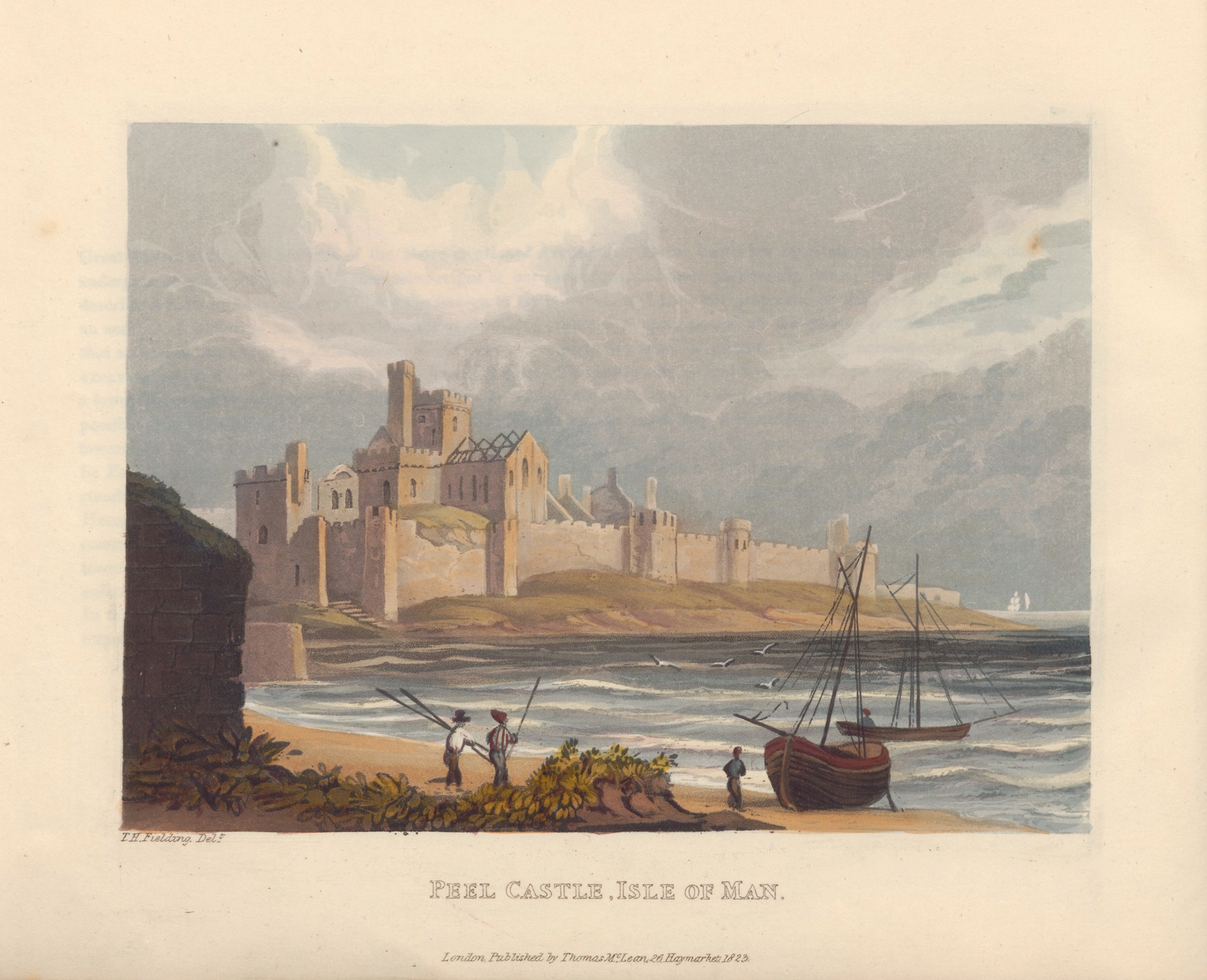 Peel Castle on rugged cliffs, oil painting by Theodore Henry Adolphus Fielding