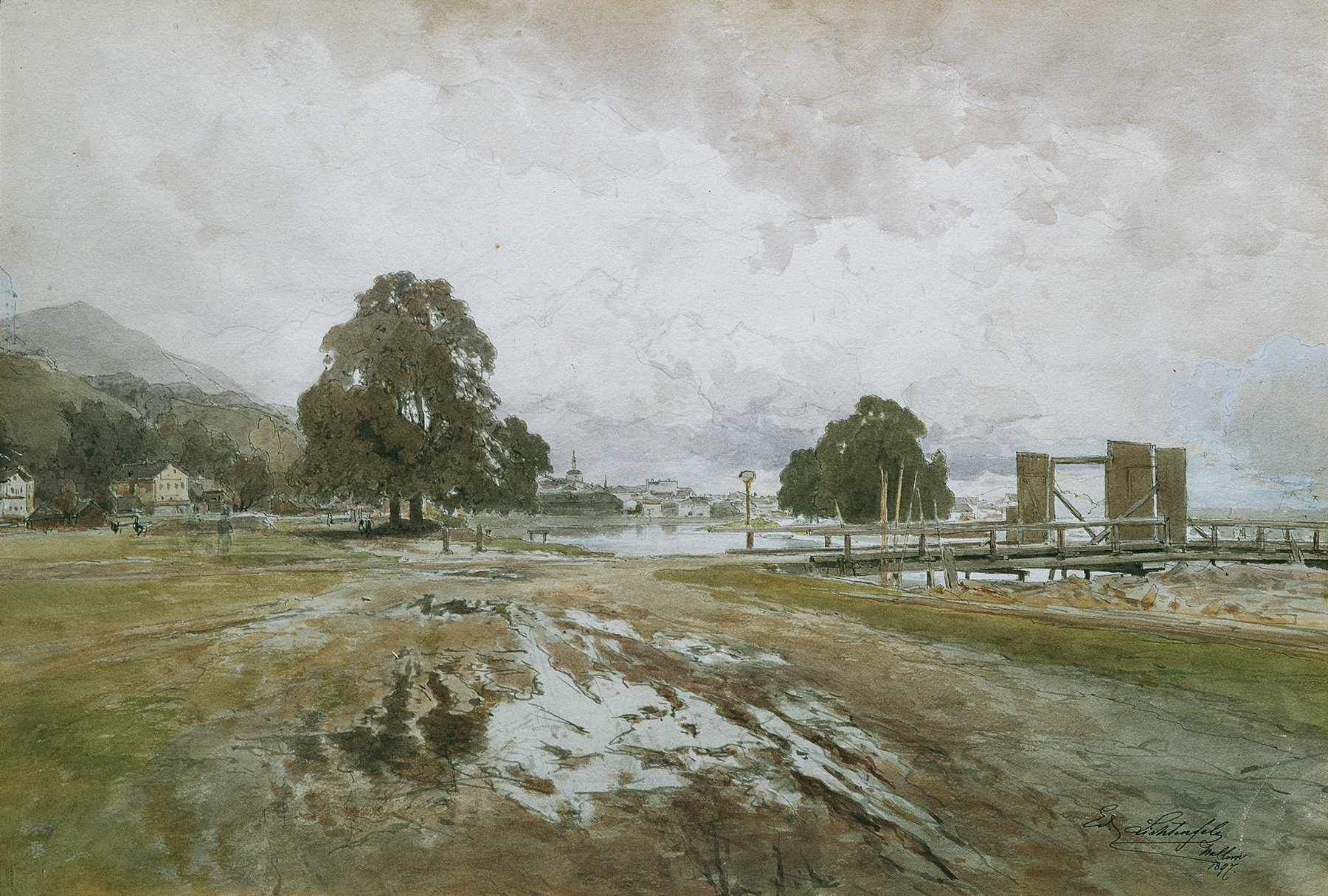 Landscape with autumn foliage, oil painting by Eduard Peithner von Lichtenfels