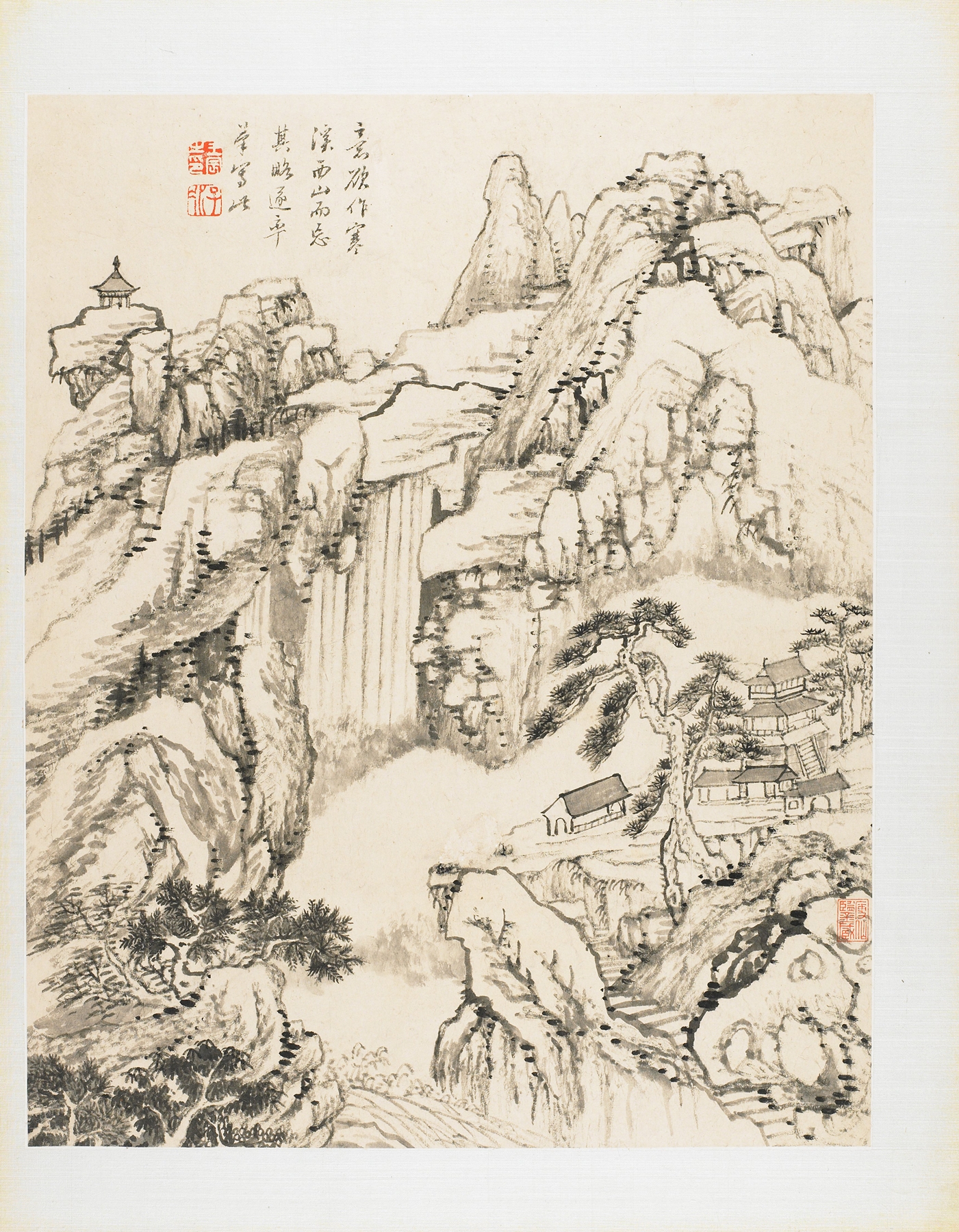 Landscape by Wang Chen, Chinese Traditional, depicting serene nature with greenery and sky.