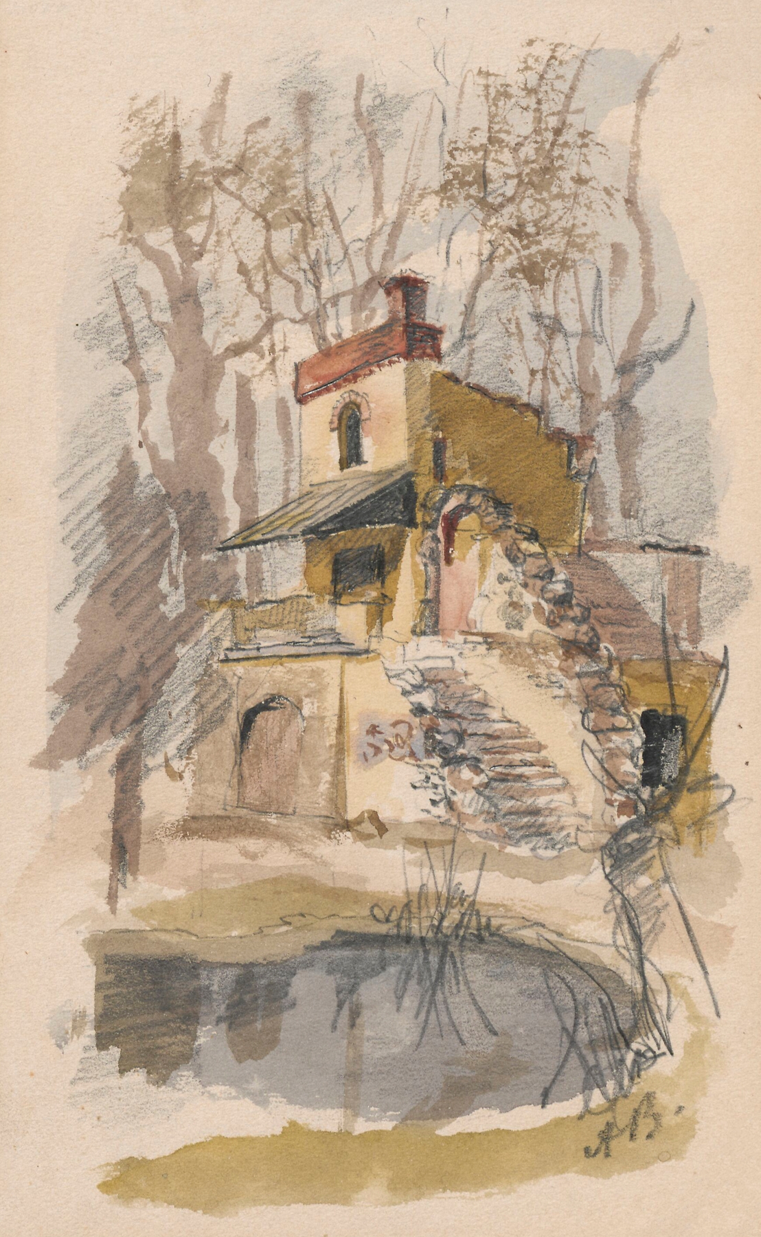 Ruins in the Lower Garden in Mokotów, oil on canvas by Anna Bilińska-Bohdanowicz