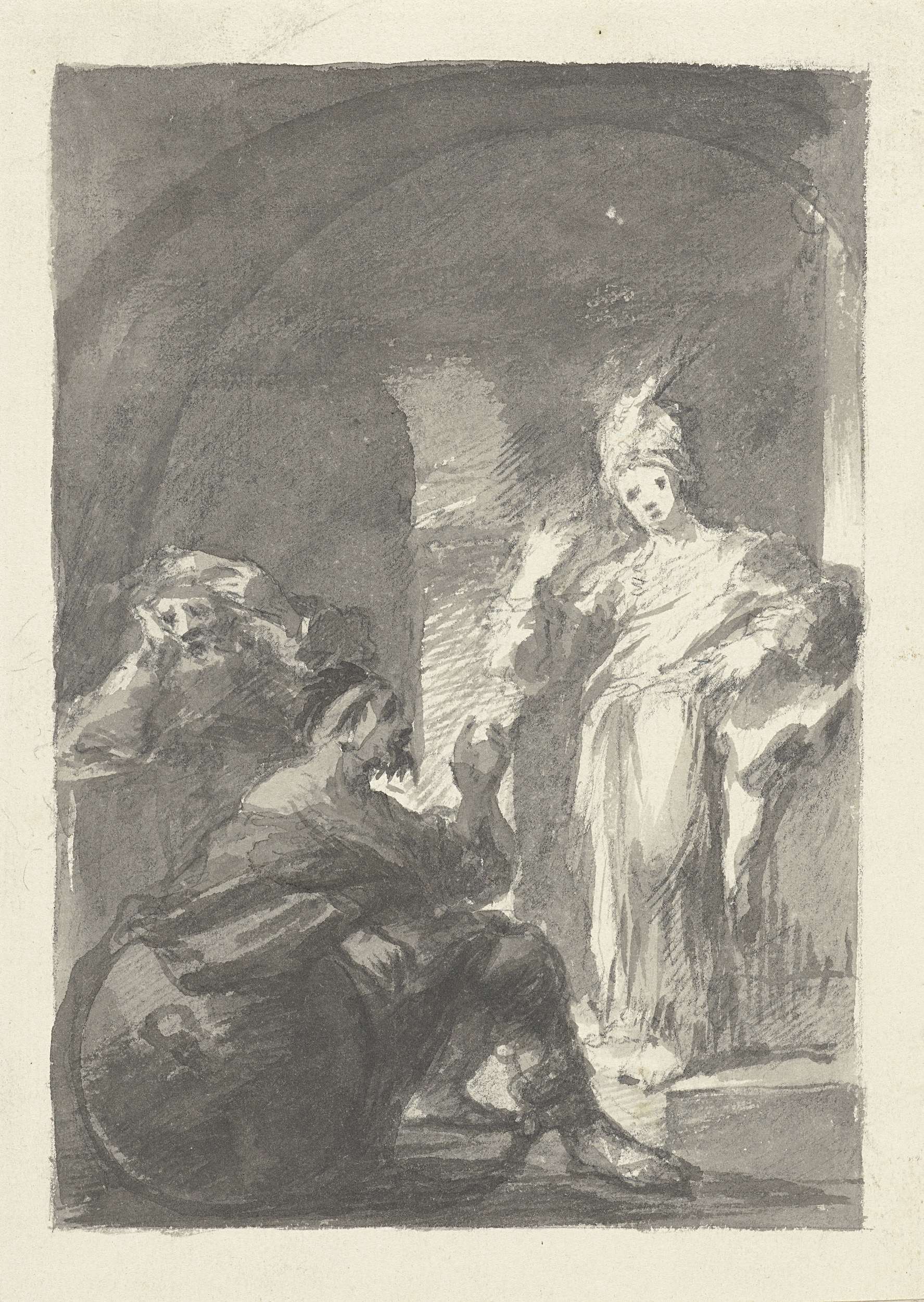 Figurative artwork by Johann Georg Trautmann depicting three figures in a prison cell.