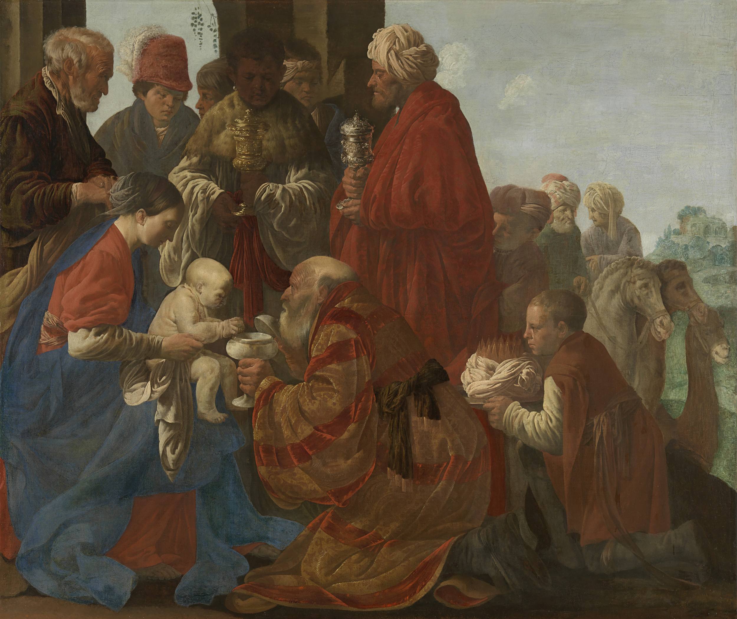 The Adoration of the Kings, oil painting by Hendrick ter Brugghen, featuring Virgin Mary with infant Christ and three kings.