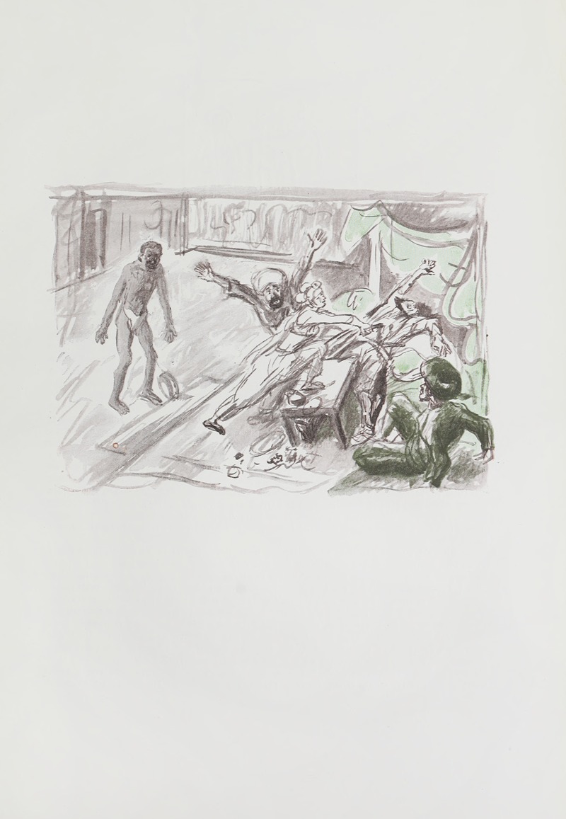 This painting depicts a scene from the story of Ali Baba and the Forty Thieves.