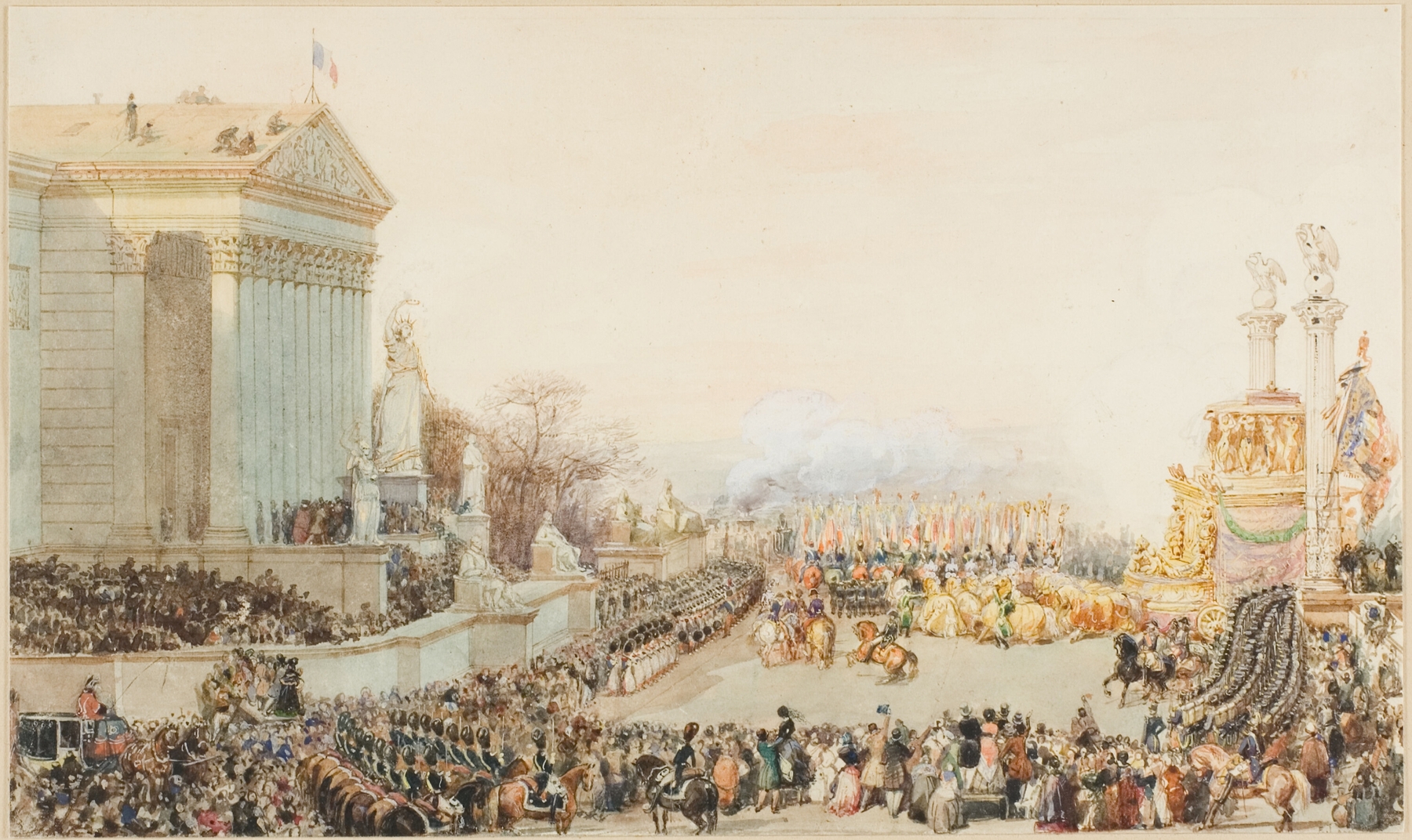 The Translation of the Ashes of Napoleon, oil on canvas by Eugène Lami, depicting a historical ceremony.