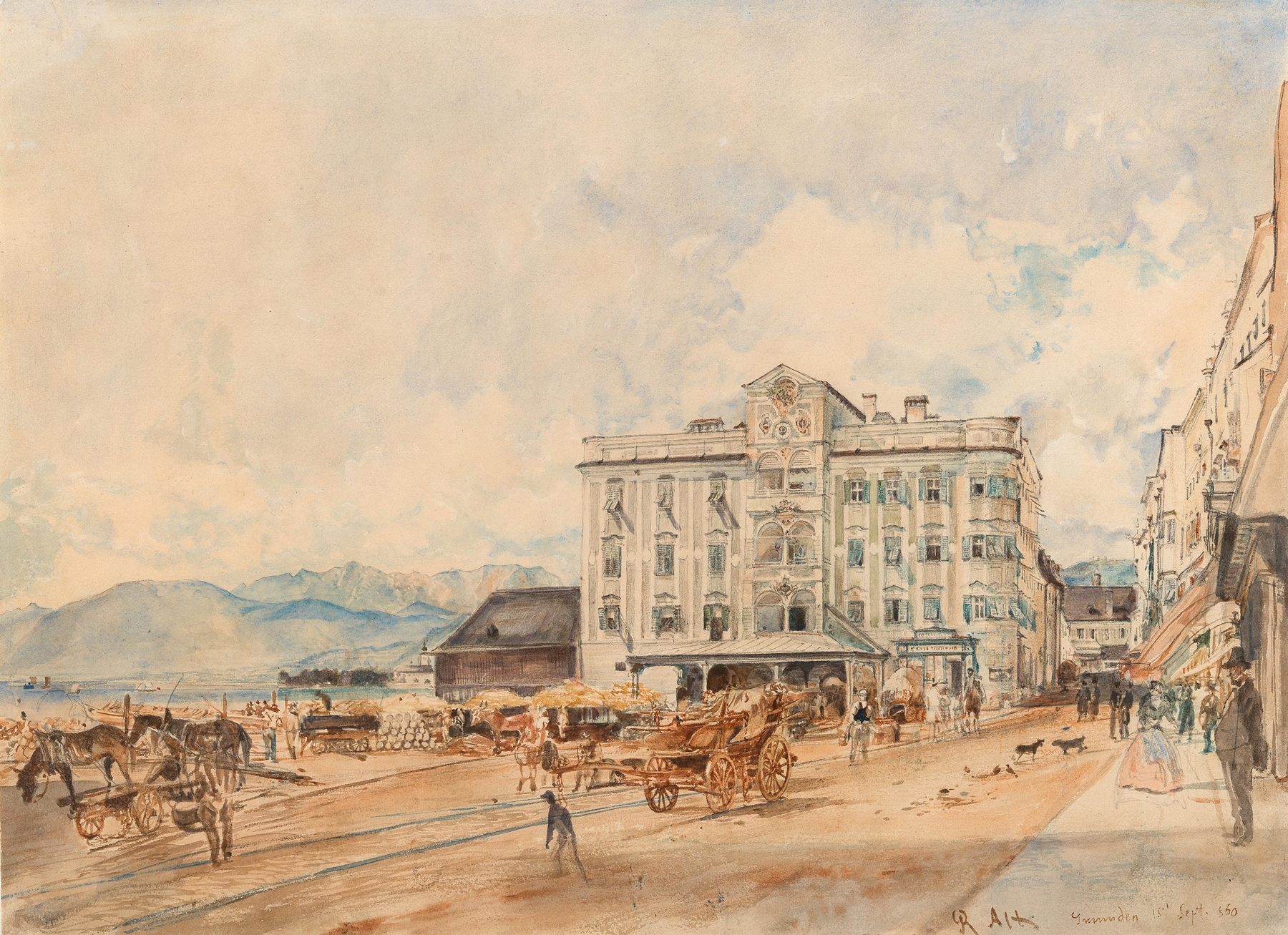 The Town Hall in Gmunden, by Rudolf von Alt, public domain