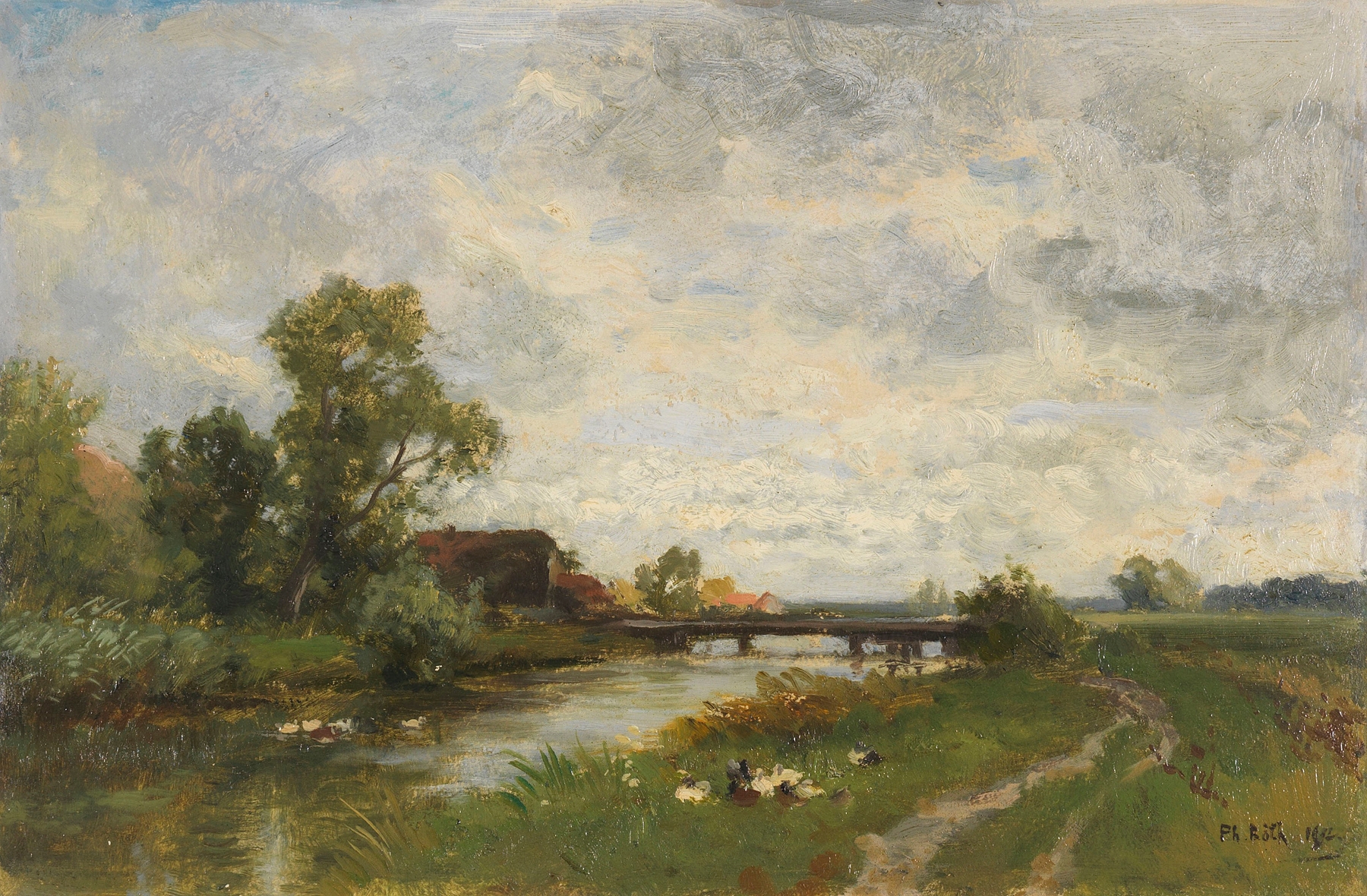 Landscape with river and trees, oil painting by Philipp Röth