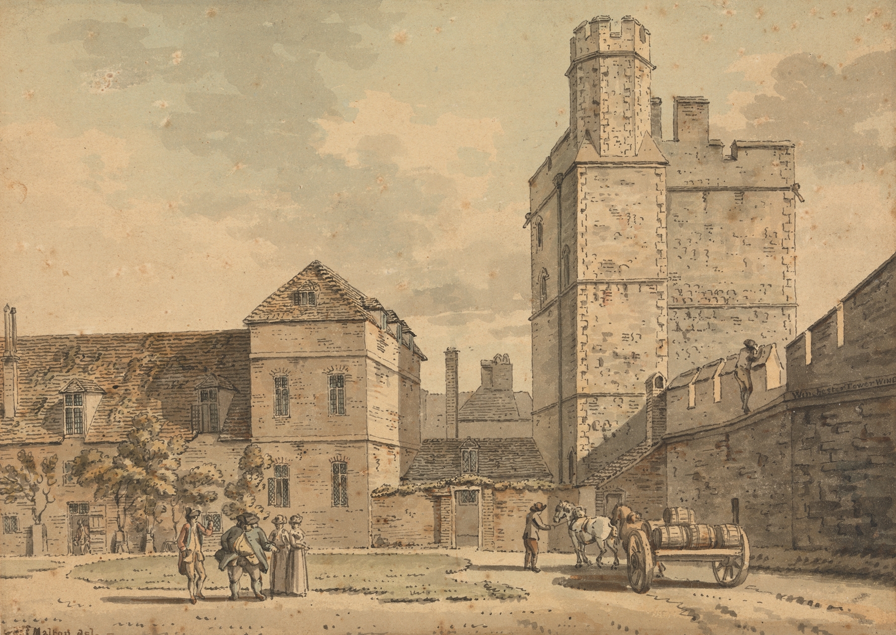 Winchester Tower, Windsor Castle, by Thomas Malton, public domain