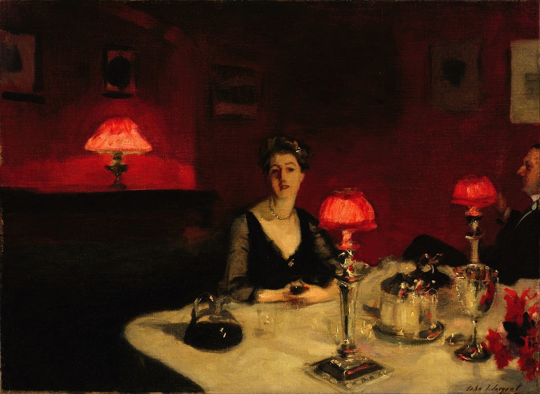 A captivating dinner scene illuminated by candlelight, showcasing Sargent's skill in capturing intimate moments.