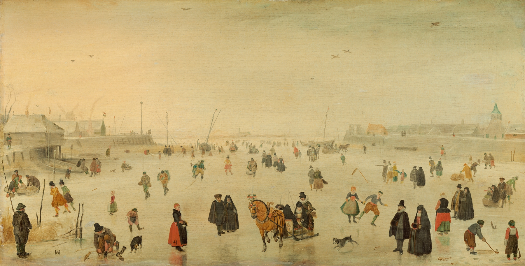A Scene on the Ice, by Hendrick Avercamp, public domain