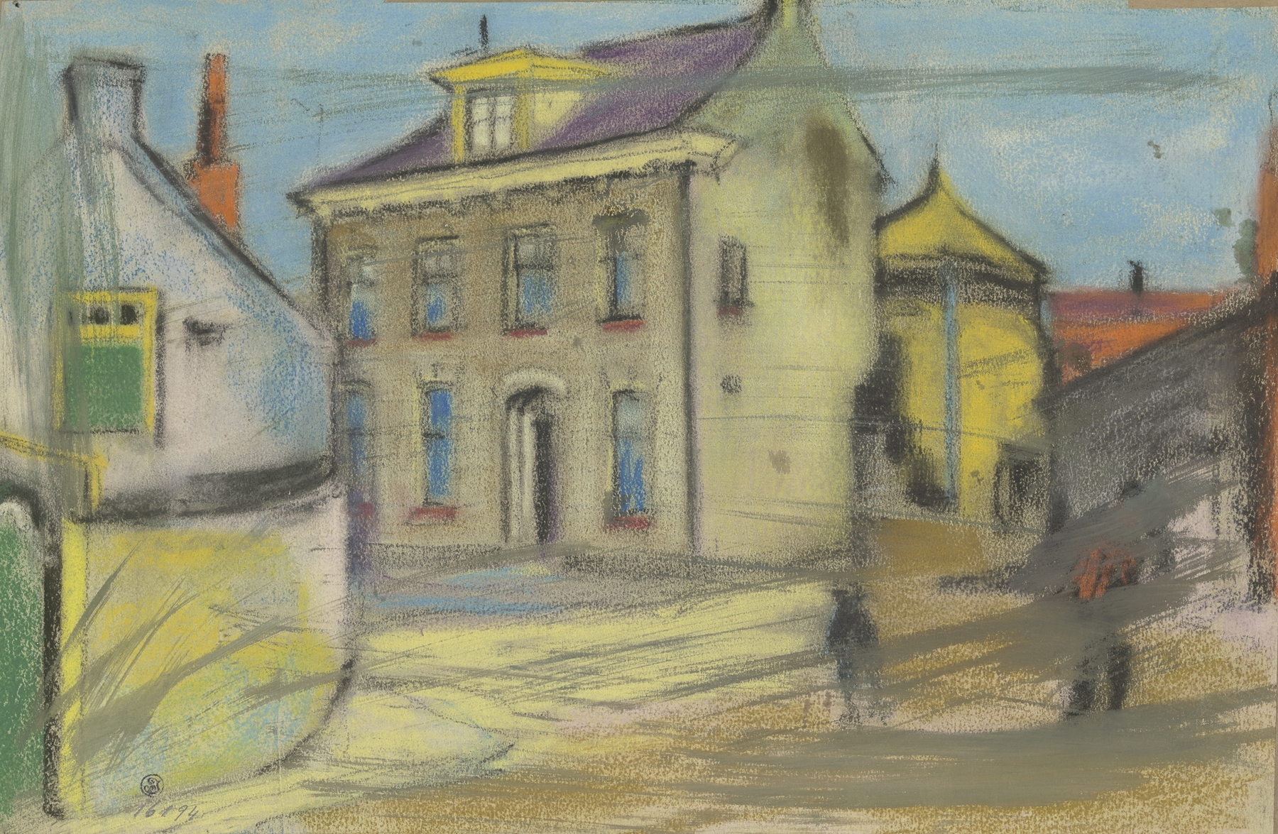 Genre scene depicting a Dutch village street, oil painting by Wilhelm Gutmann