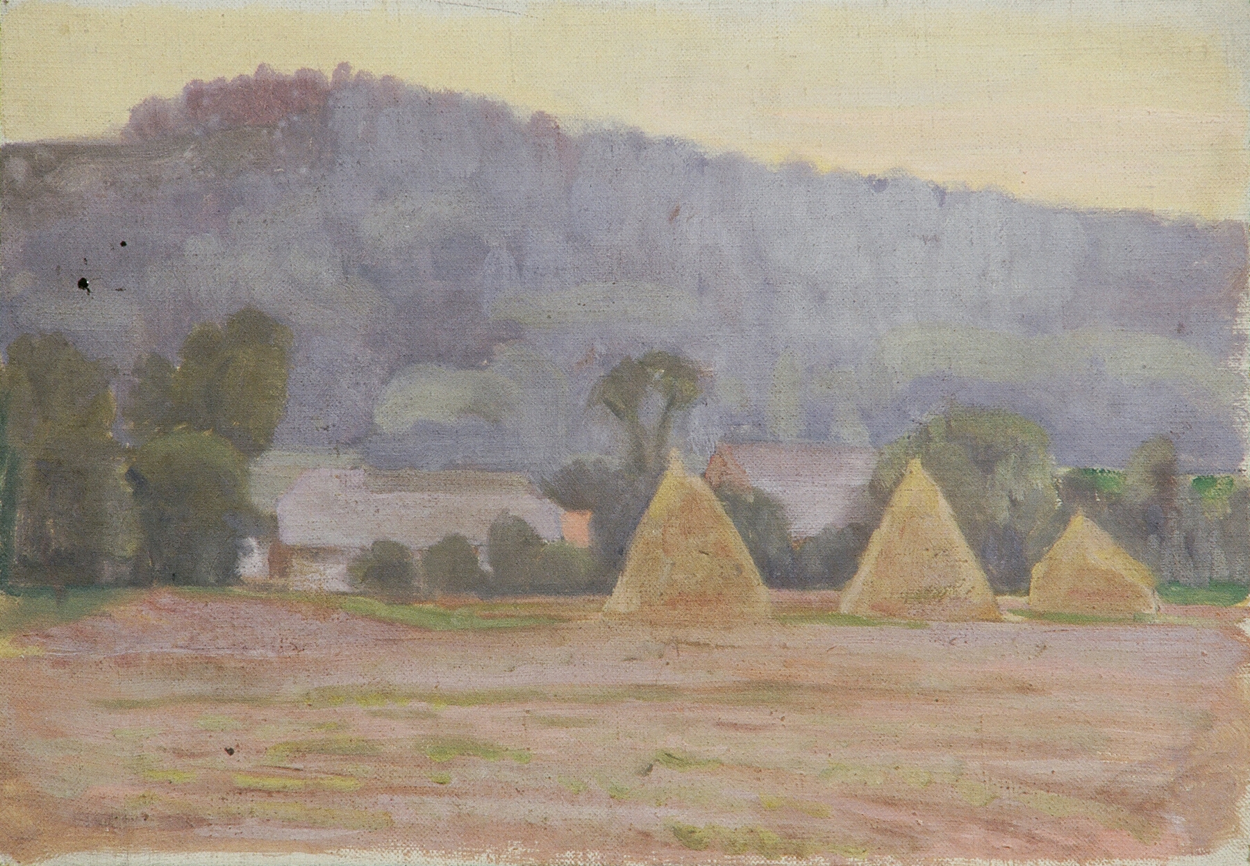 Landschaft mit Heuschobern, by Walther Gamerith, public domain