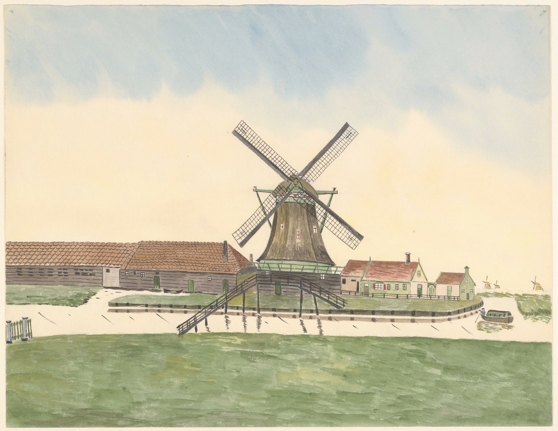 Landscape featuring a windmill by Johannes Nicolaas Eijman, medium unknown