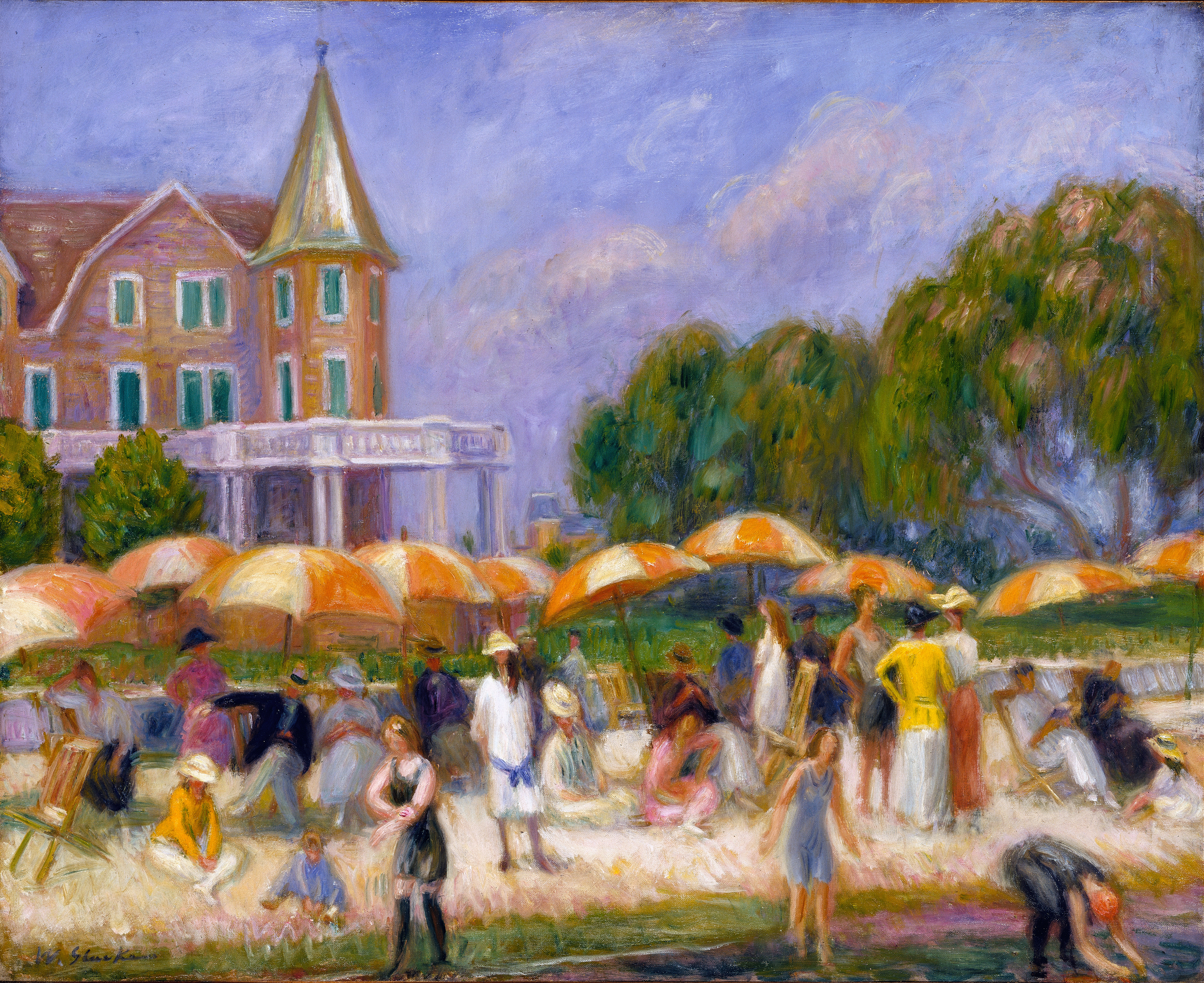 Beach Umbrellas at Blue Point, by William James Glackens, public domain