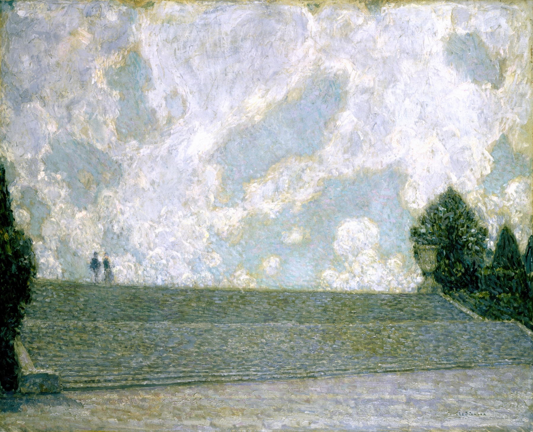 Steps of the Palace at Versailles by Henri Le Sidaner, oil painting depicting a grand staircase and light.