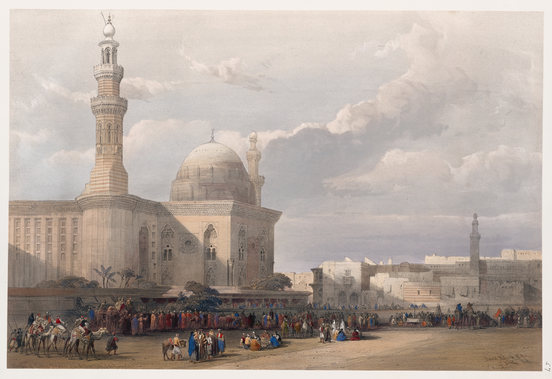 Mosque of Sultan Hassan by David Roberts, depicting intricate architecture in an unknown medium.