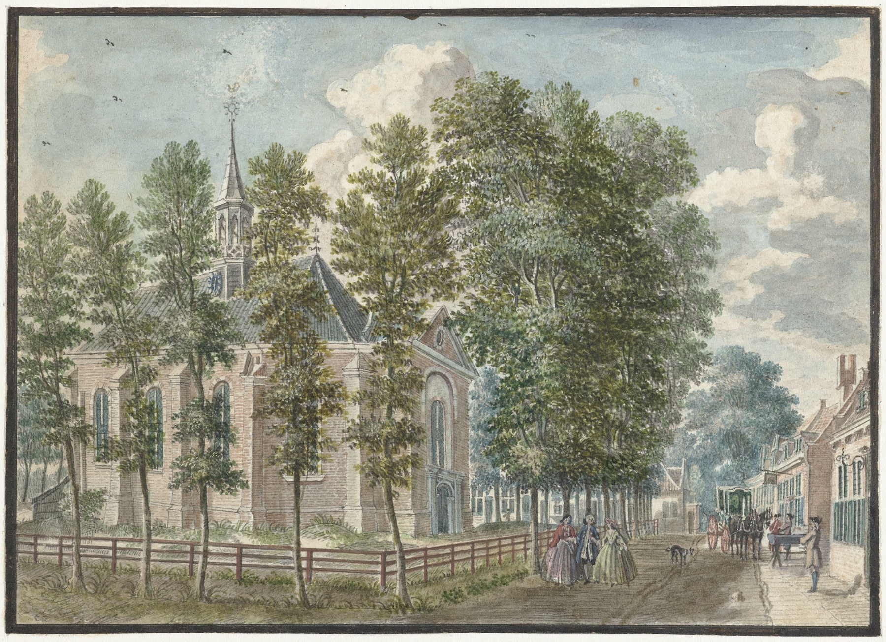 Gezicht op de kerk van Bloemendaal, by Jan de Beijer, public domain