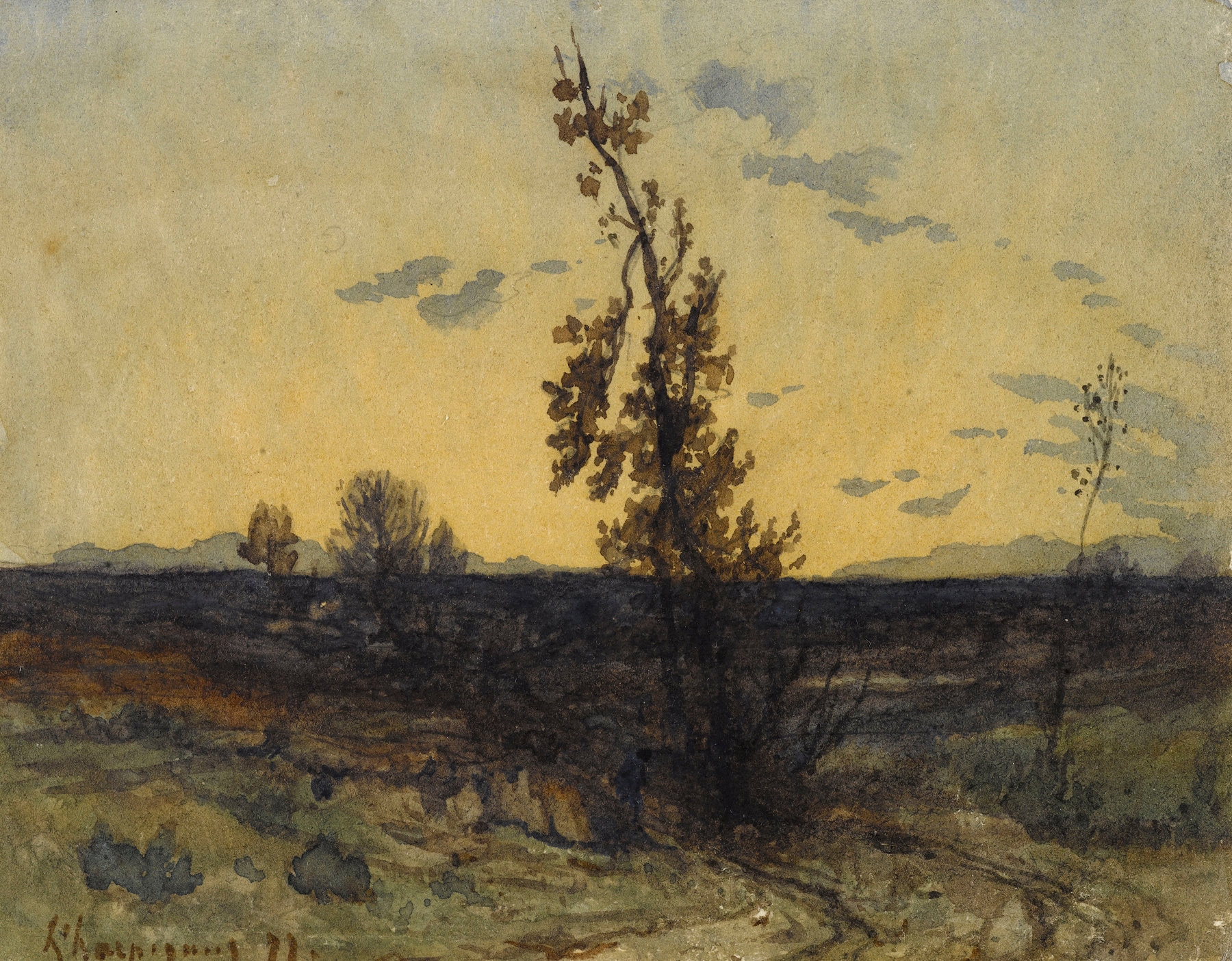 Paysage au crépuscule, by Henri-Joseph Harpignies, public domain