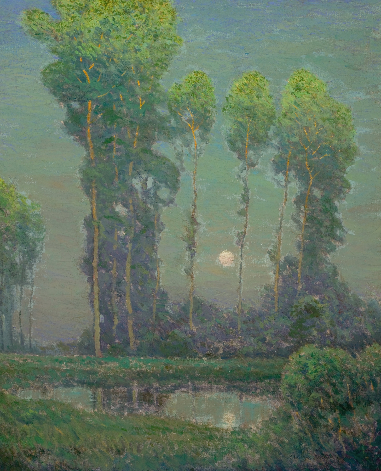 Moonrise Montigny, by Charles Warren Eaton, public domain