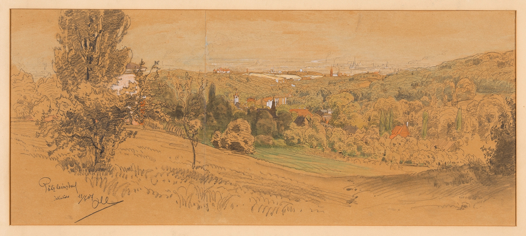 Blick über Pötzleinsdorf auf Wien von der Julienhöhe aus, by Anton Hlavacek, public domain