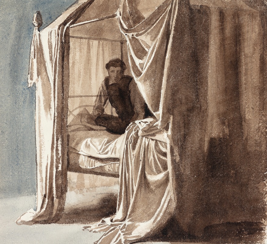 This painting depicts a historical scene involving Niels Ebbesen and Count Gert.