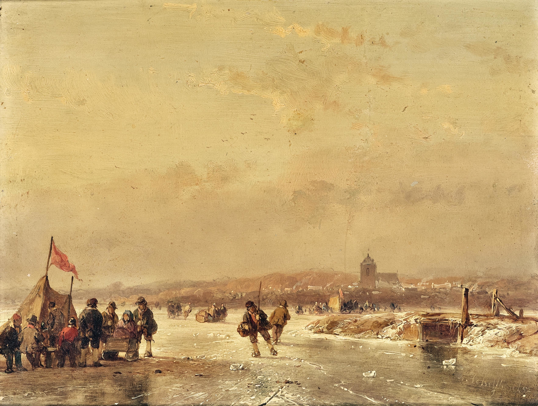 Winter Pleasures, by Andreas Schelfhout, public domain